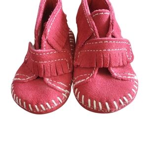 Minnetonka Kids Suede Leather Moccasins with Fringe